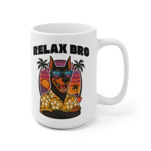 Relax Bro Doberman Ceramic Mug — Tropical Vintage Dog Mug