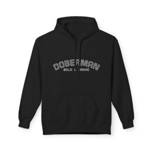 Doberman Protector Gold Charging Hoodie — Urban Guardian Fleece Unisex for women and men