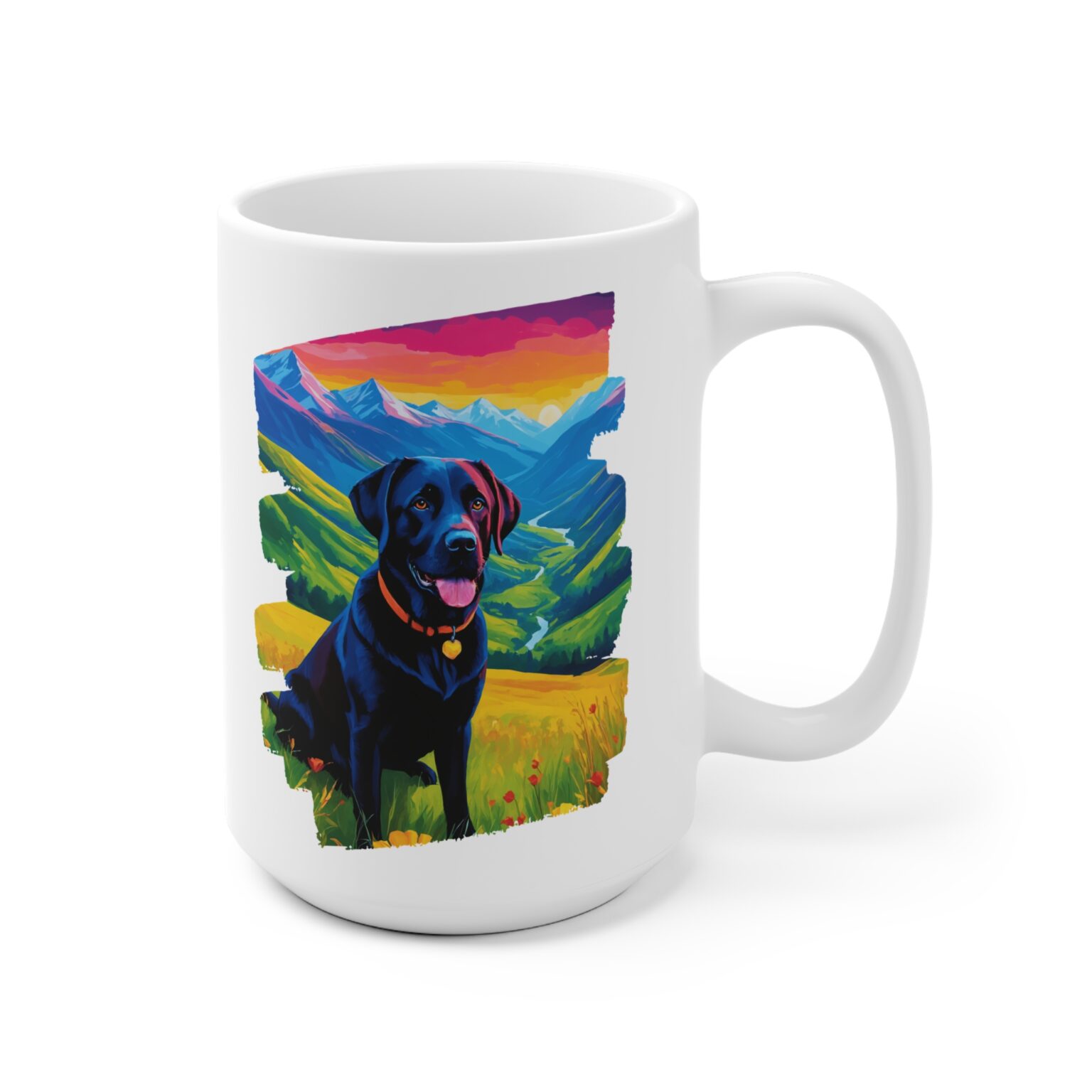 Black Labrador Pop Art Mountain Valley Ceramic Mug