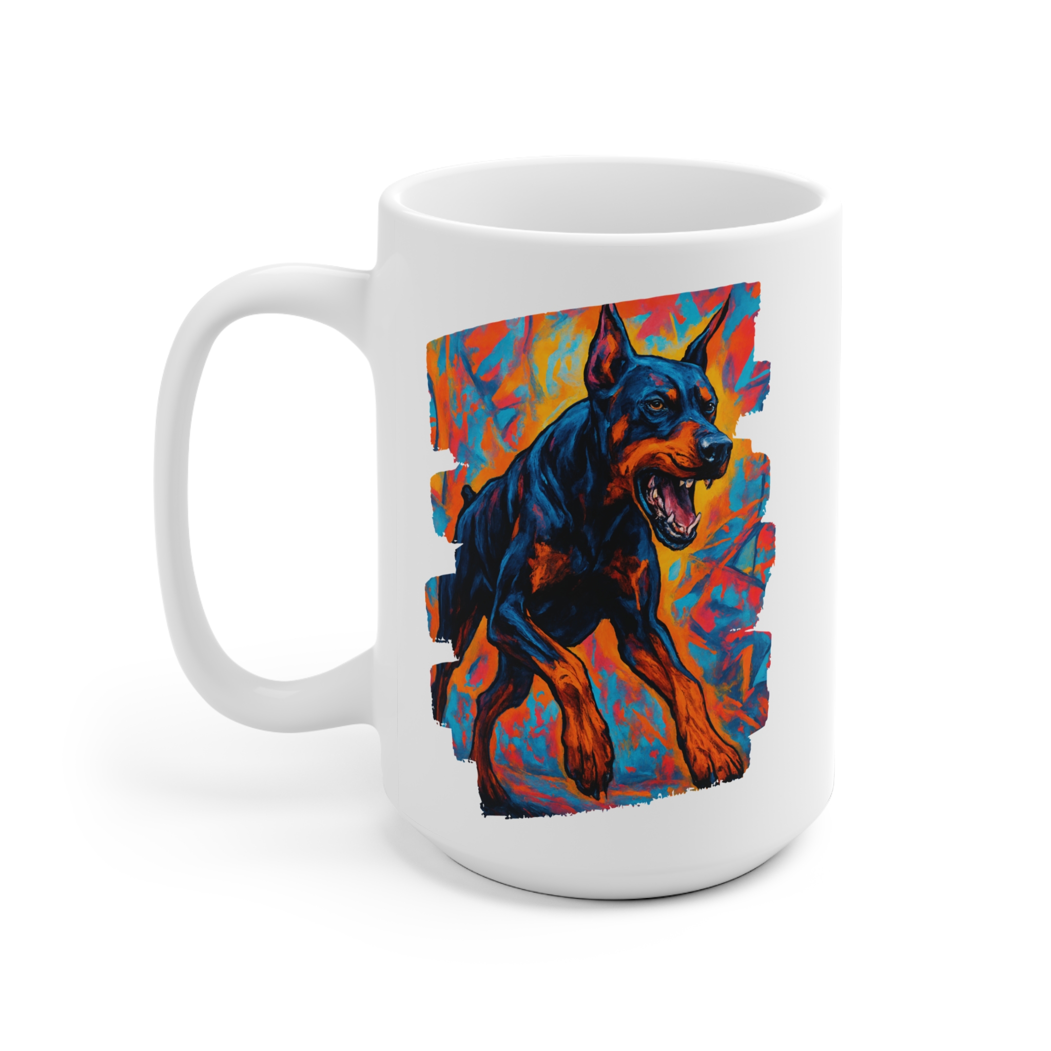 Doberman Graffiti Ceramic Mug — Brave Protector City-Style Coffee Cup - Image 3