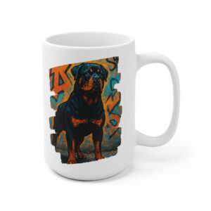 Brave & Bold Rottweiler Graffiti Ceramic Coffee & Tea Mug
