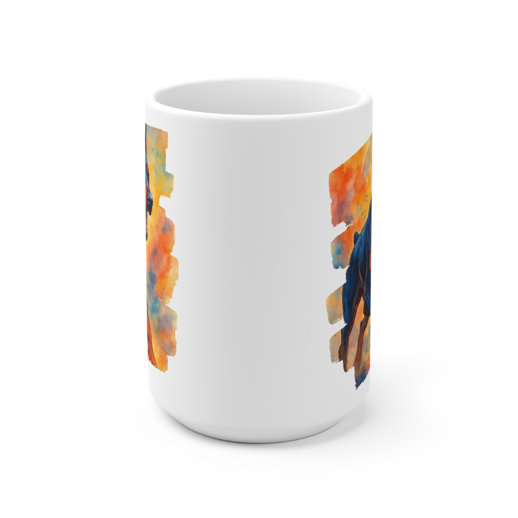 Bold Brave Doberman Ceramic Mug — Charging Protective Watercolor Design - Image 2