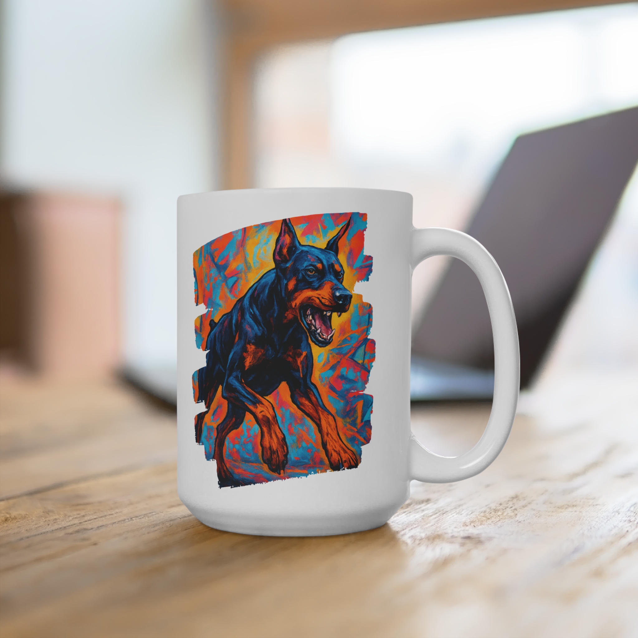 Doberman Graffiti Ceramic Mug — Brave Protector City-Style Coffee Cup - Image 4