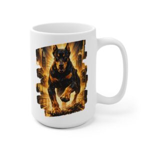 Doberman Golden City Lights Ceramic Mug