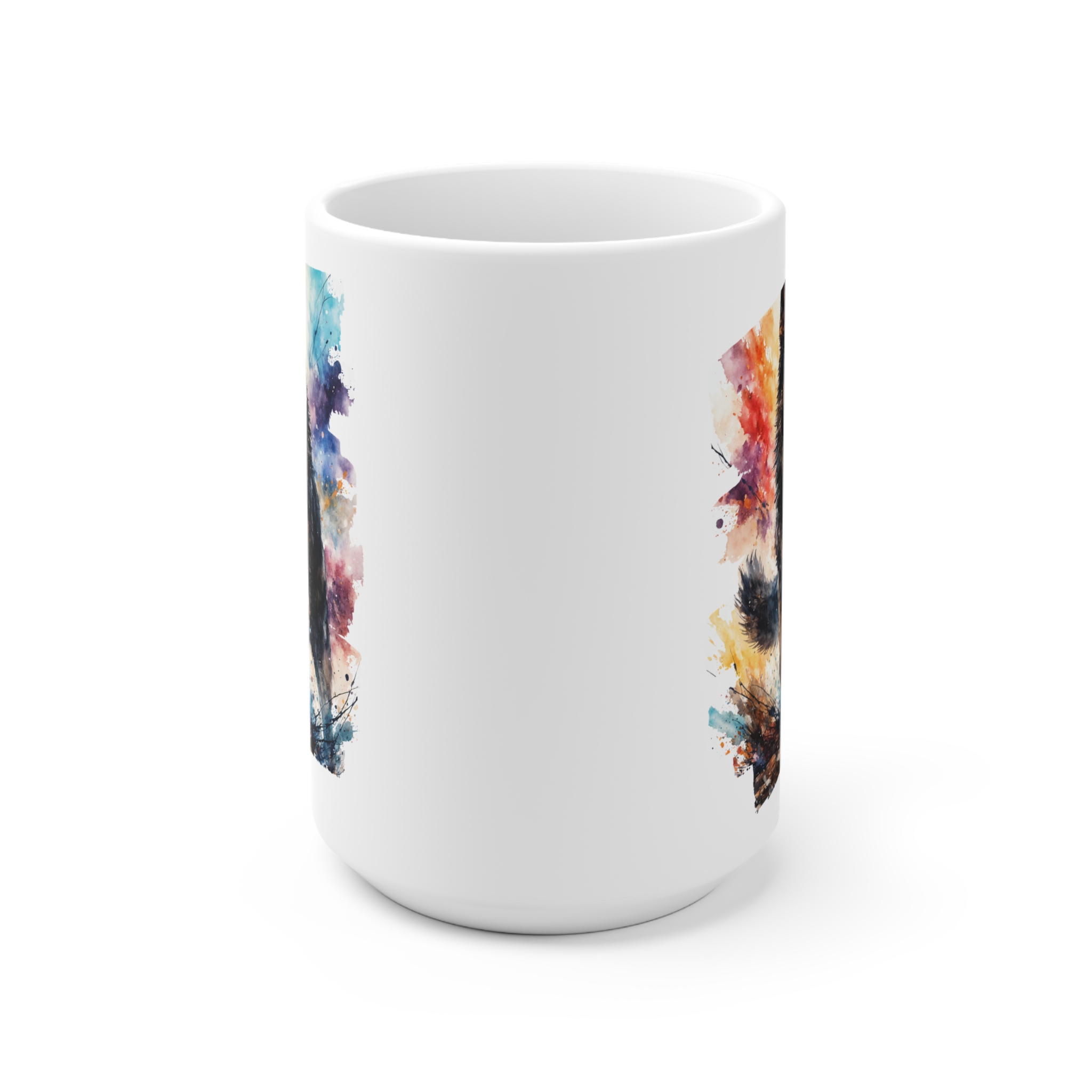 German Shepherd Dog Watercolour Art Ceramic Mug — Bold Colorful Dog Coffee Cup - Image 2