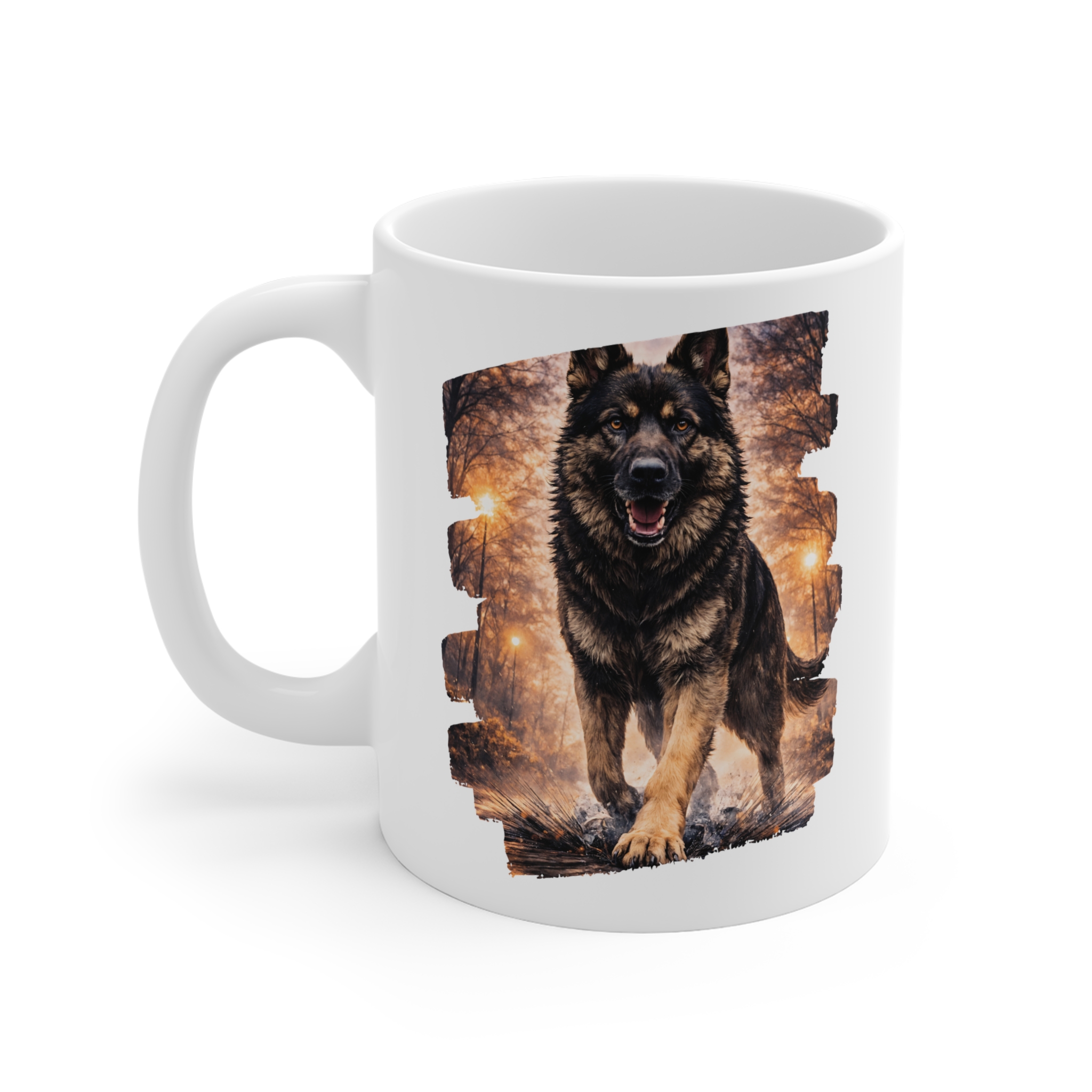 German Shepherd Dog Grey Black City Lights Ceramic Mug — Bold Colorful Dog Coffee Cup - Image 7