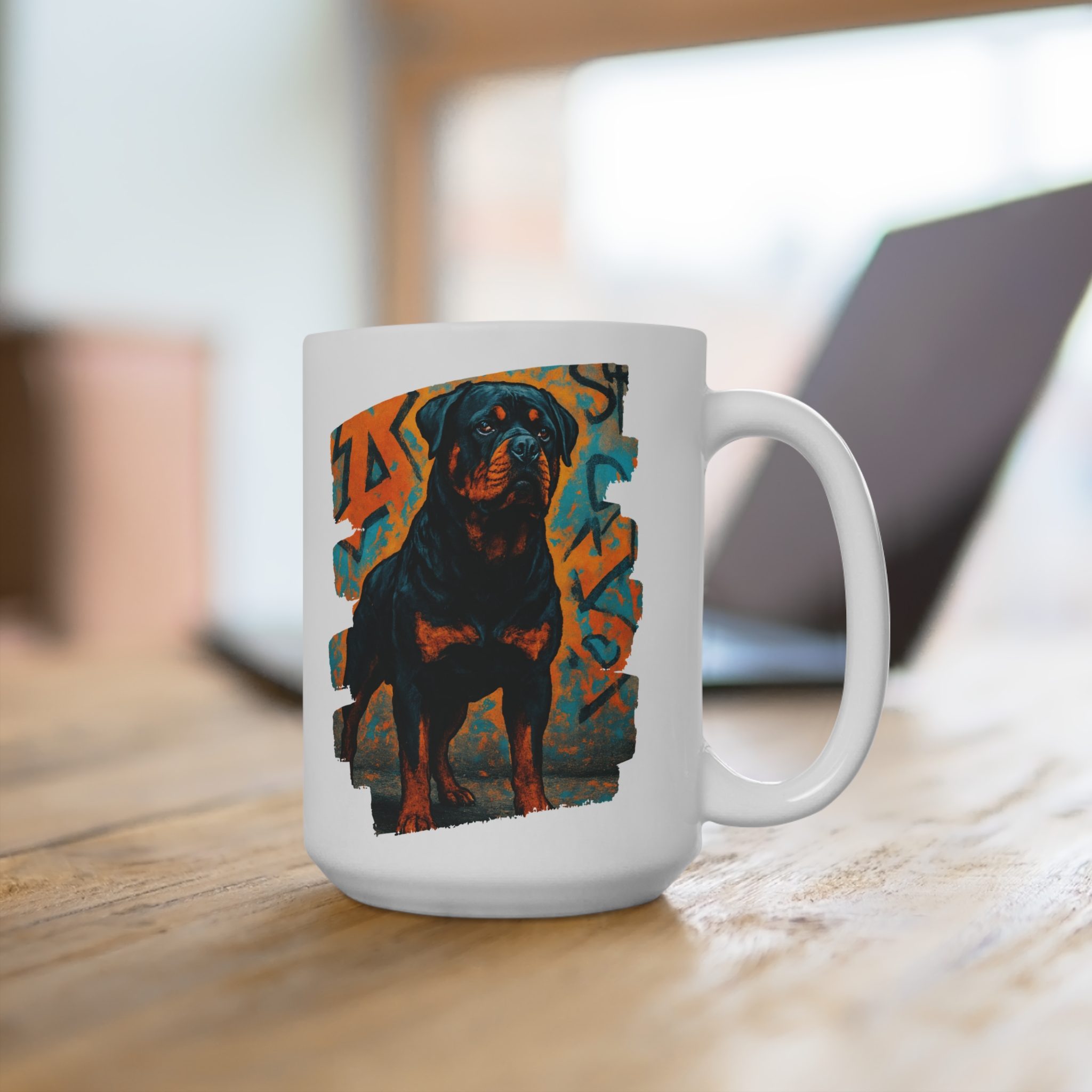 Brave & Bold Rottweiler Graffiti Ceramic Coffee & Tea Mug - Image 4