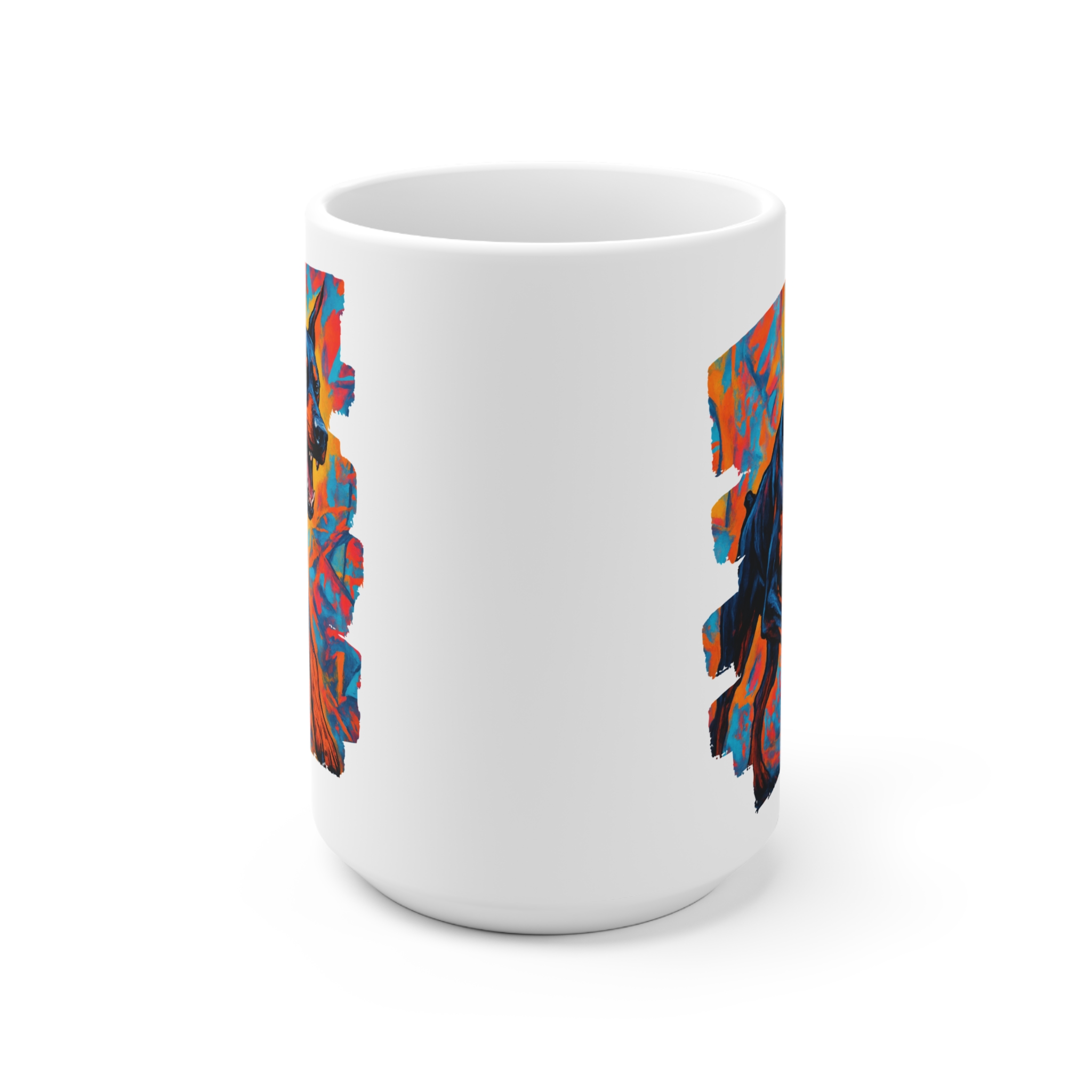 Doberman Graffiti Ceramic Mug — Brave Protector City-Style Coffee Cup - Image 2