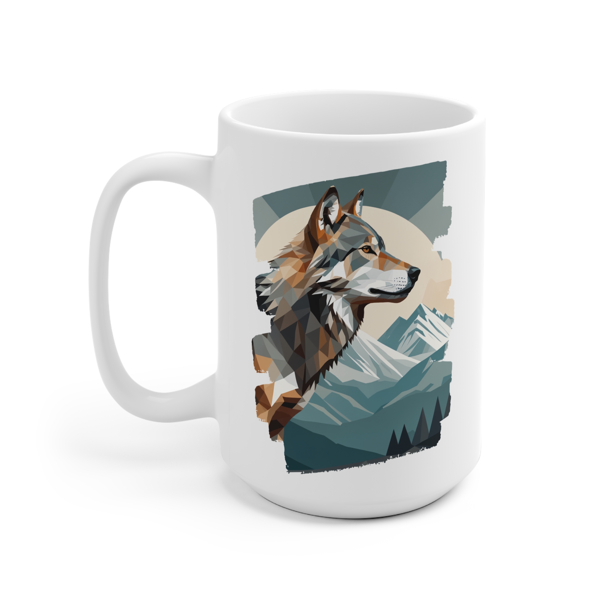 Wolf Art Ceramic Mug — Colorful Wolf Portrait Coffee Cup - Image 3