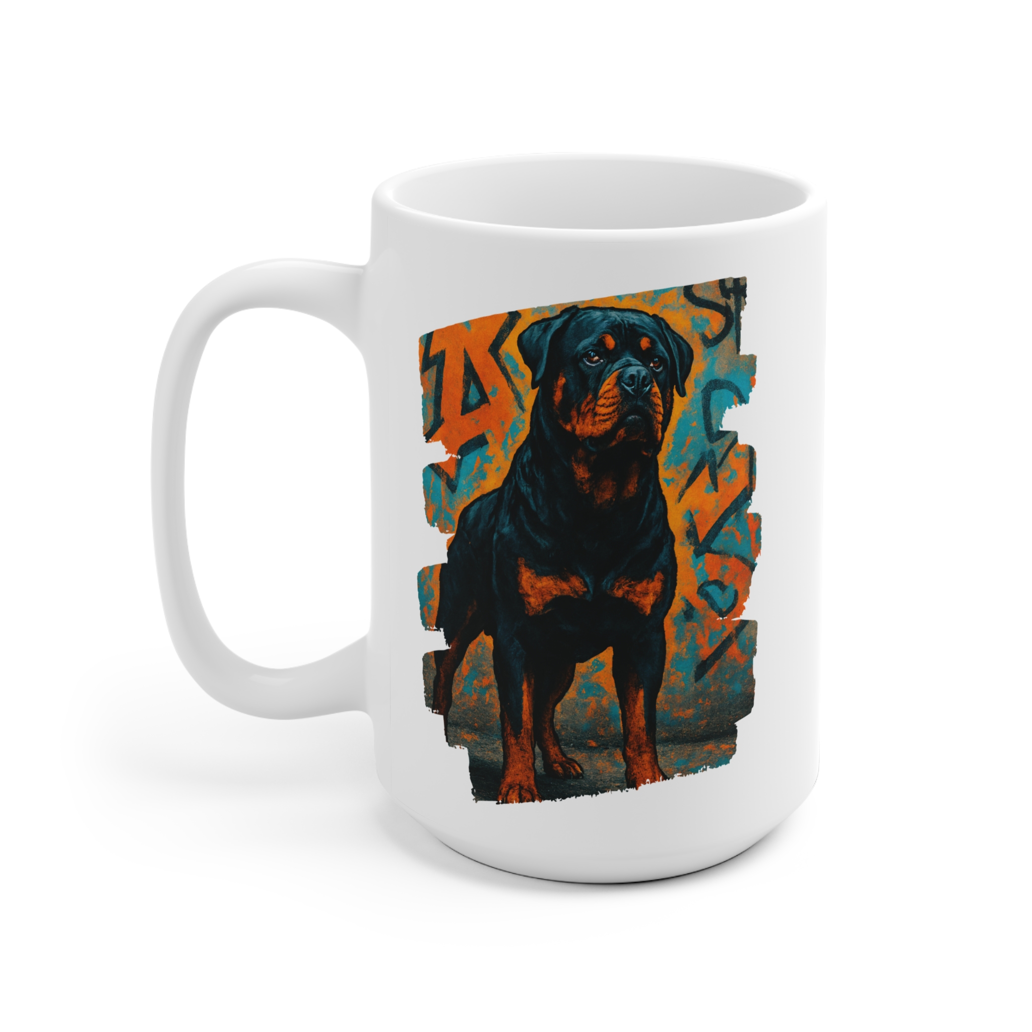 Brave & Bold Rottweiler Graffiti Ceramic Coffee & Tea Mug - Image 3